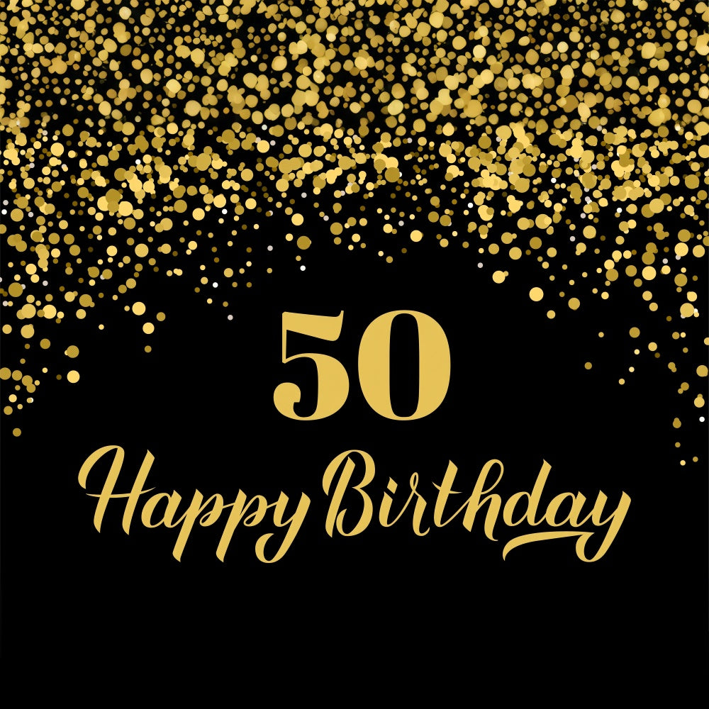 Custom Birthday Backdrop Schwarz Gold Glitter 50th Backdrop BRP12-285