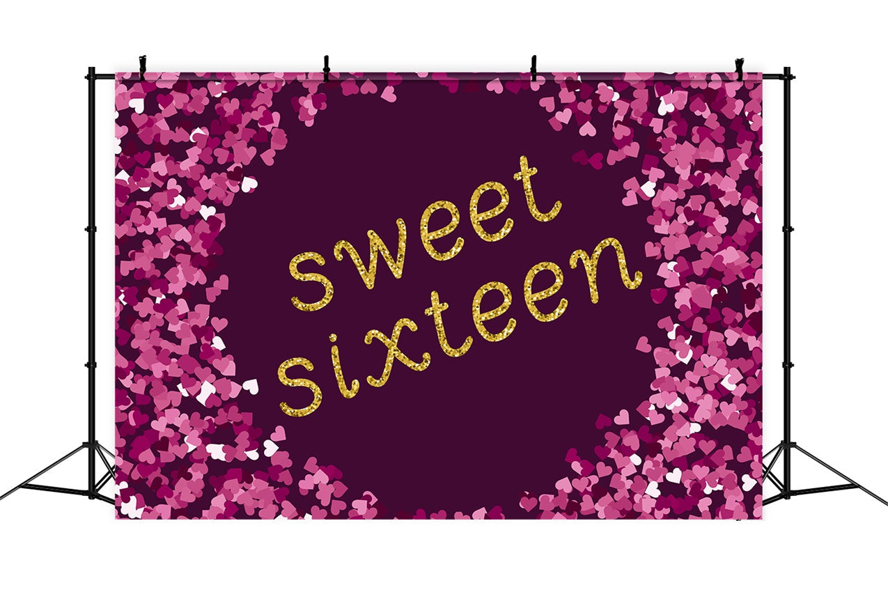 Geburtstag Fotohintergrund Lila Glitzer Sweet Sixteen Backdrop BRP12-286