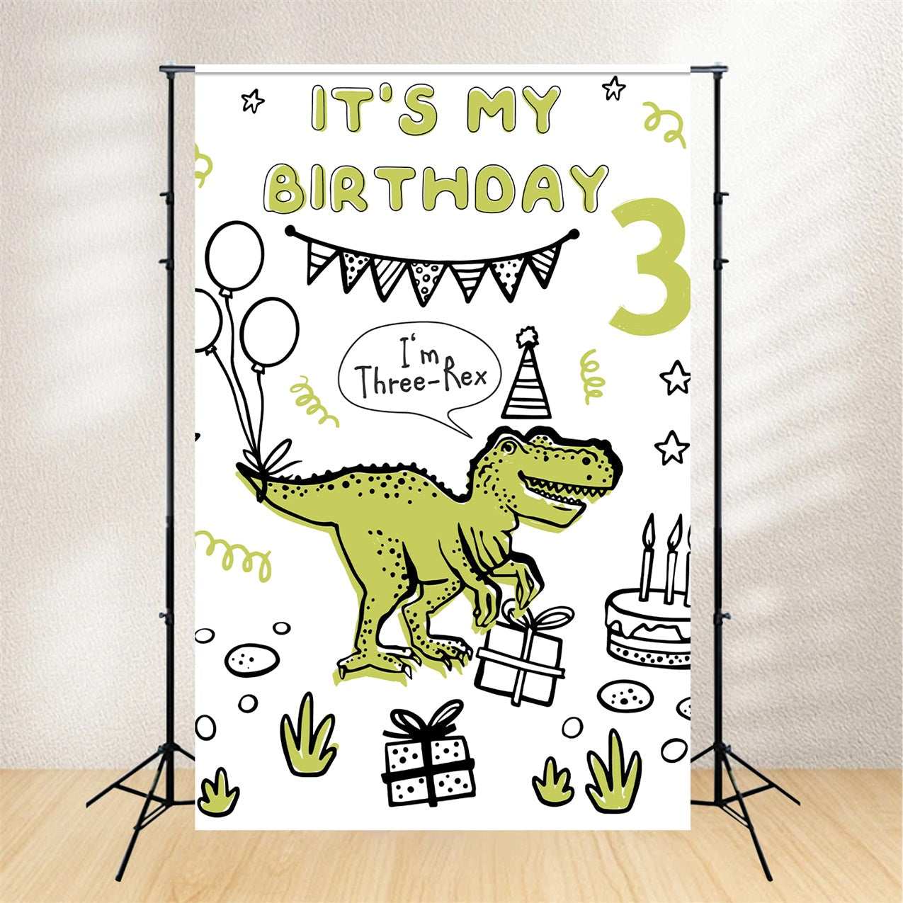 Customized Backdrop für Geburtstag Jurassic Dinosaurier Drei-Rex Hintergrund BRP12-295