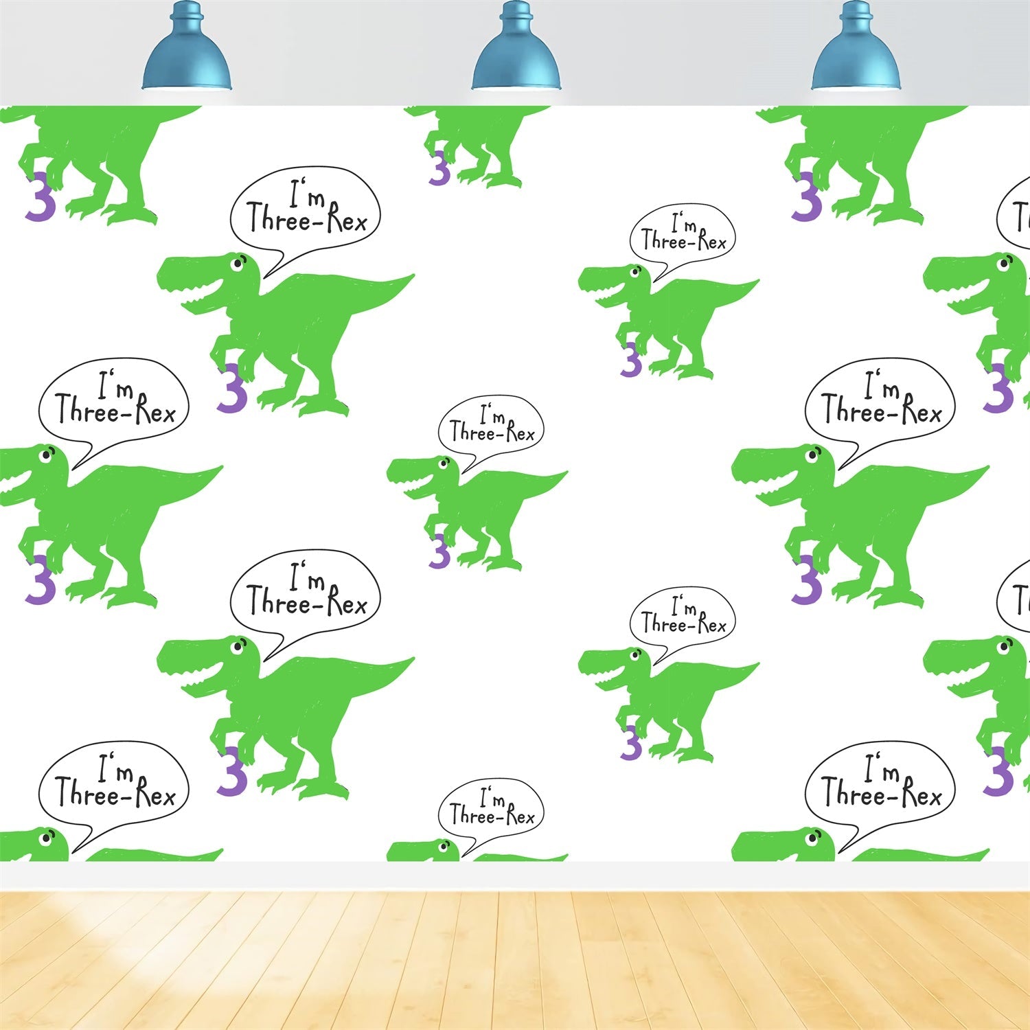 Personalisierte Geburtstag Backdrop Dinosaurier-Muster Drei-Rex Backdrop BRP12-296