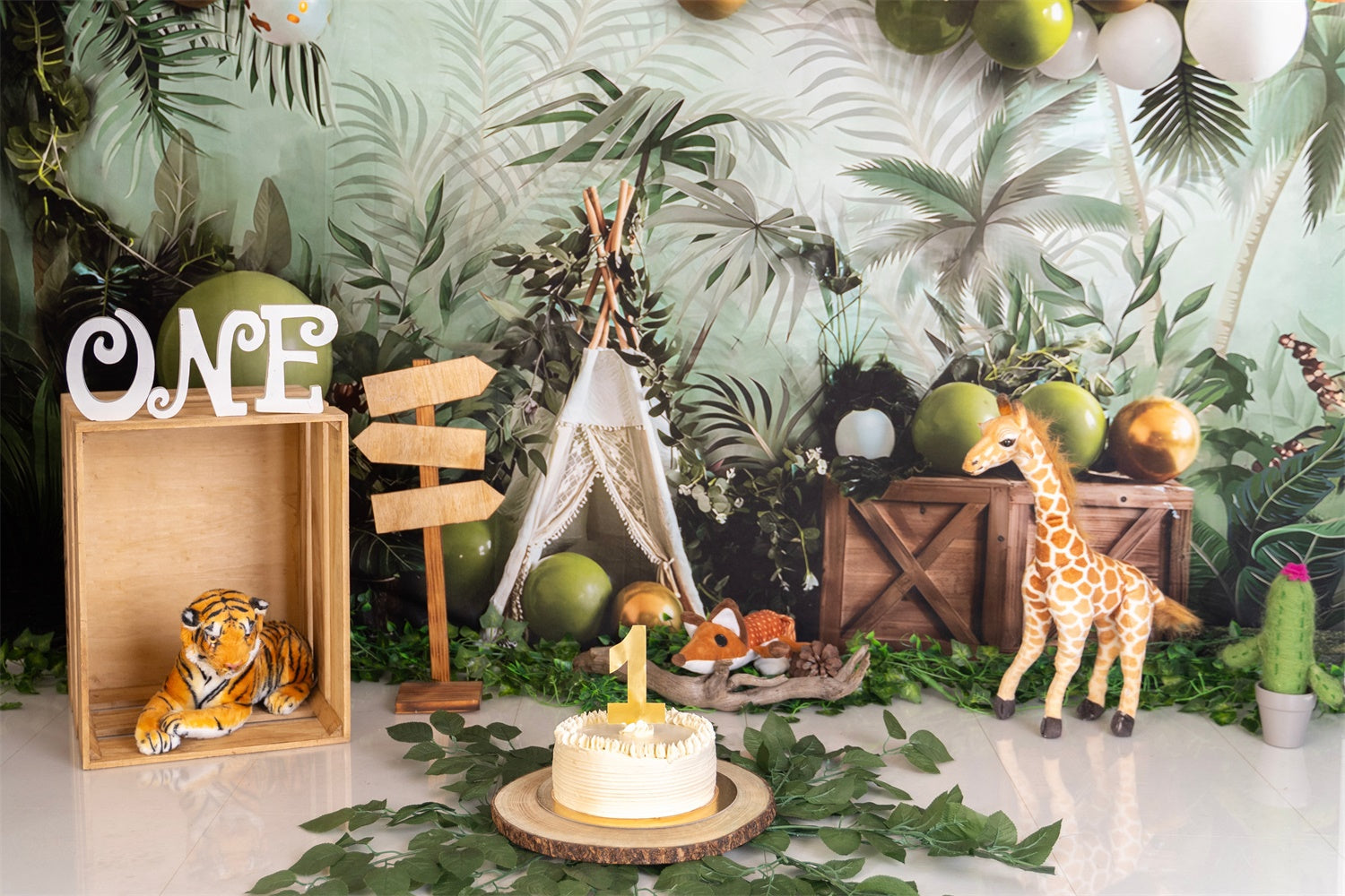 1. Geburtstag Backdrop Safari Dschungel Party Backdrop BRP12-301