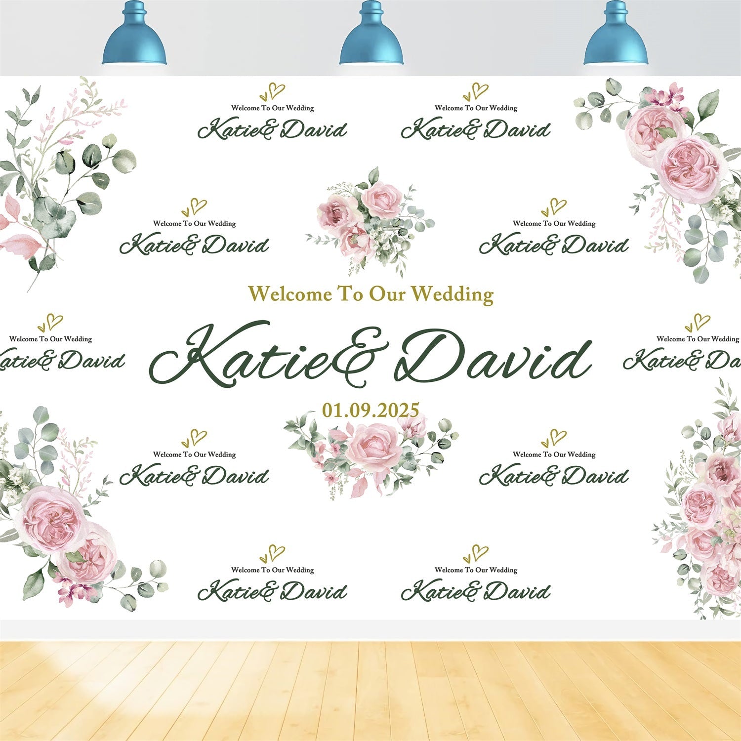 Personalisierte Hochzeit Backdrop Delicate Pastell Rose Elegant Hintergrund BRP12-350