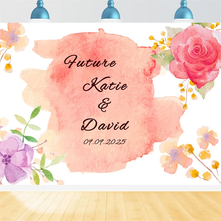 Custom Backdrop für Hochzeit Romantische gemalte Rose Hintergrund BRP12-354