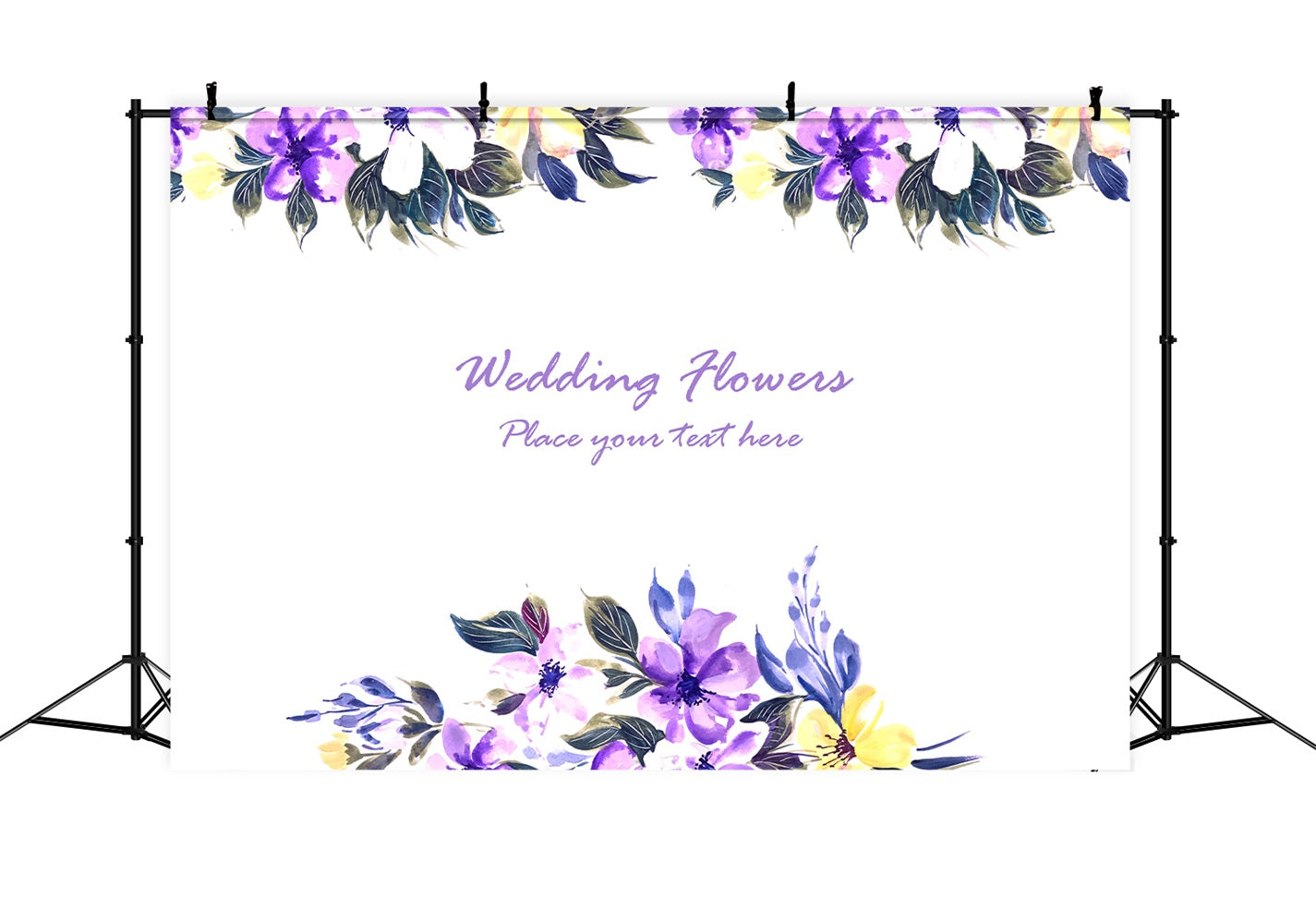 Custom Wedding Photo Booth Backdrop Lila Blumen Aquarell Hintergrund BRP12-357