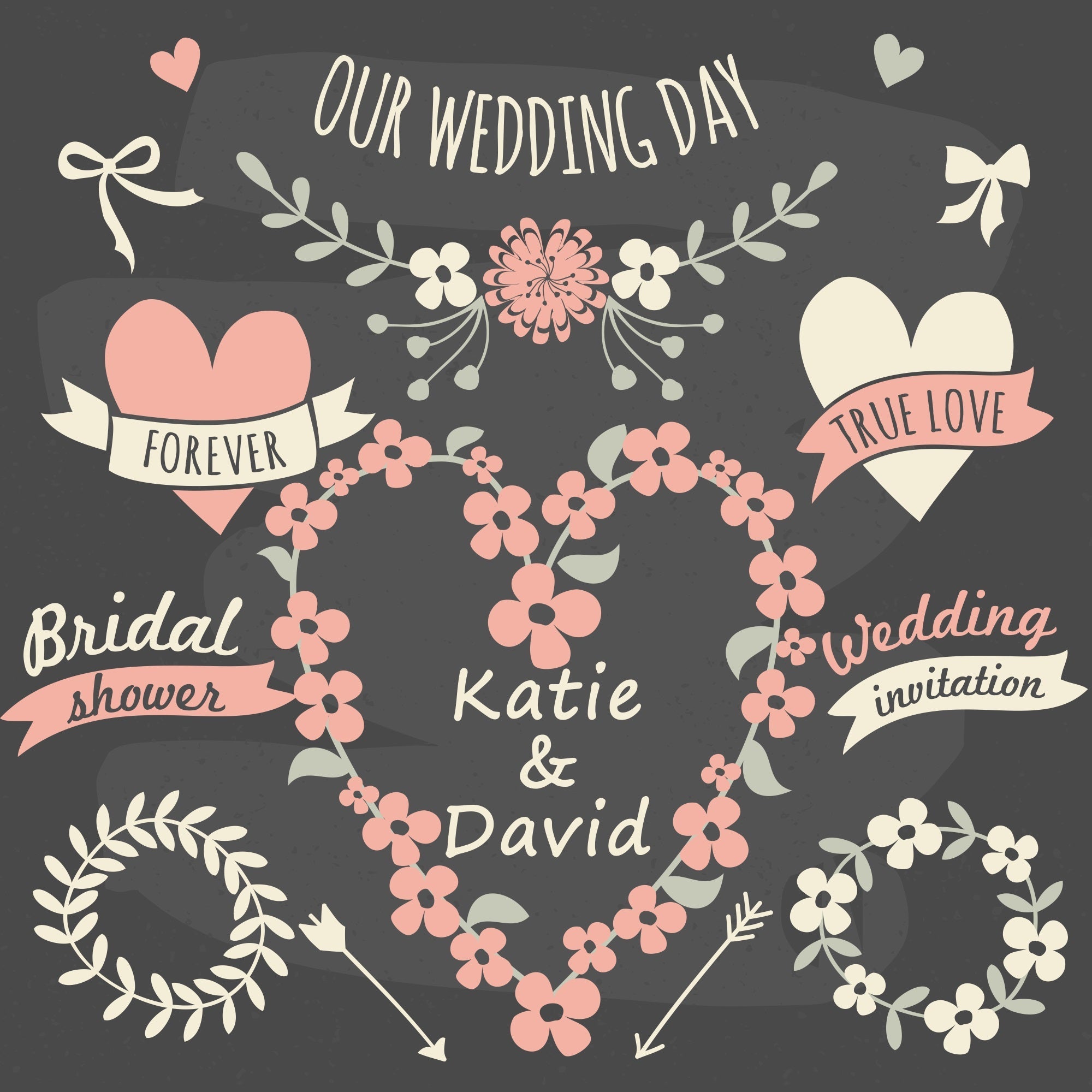 Custom Backdrop für Hochzeitstag Floral Heart Hintergrund BRP12-359