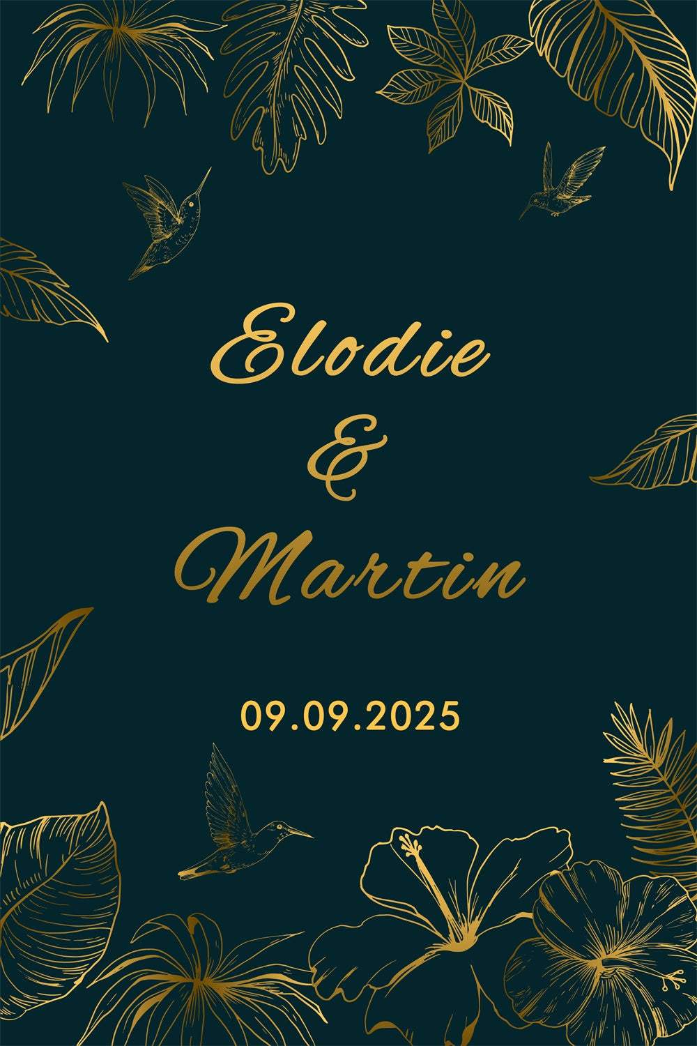 Personalisierte Hochzeit Backdrops Grün Gold Natur Hintergrund BRP12-363