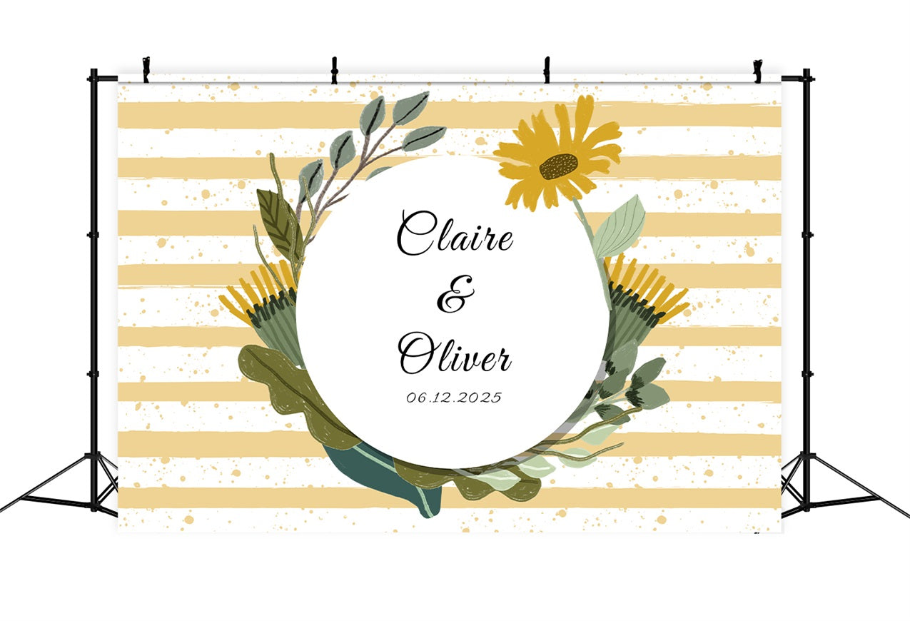 Backdrop Hochzeit Ideen Sonnenblume Gelb Streifen Hintergrund BRP12-376