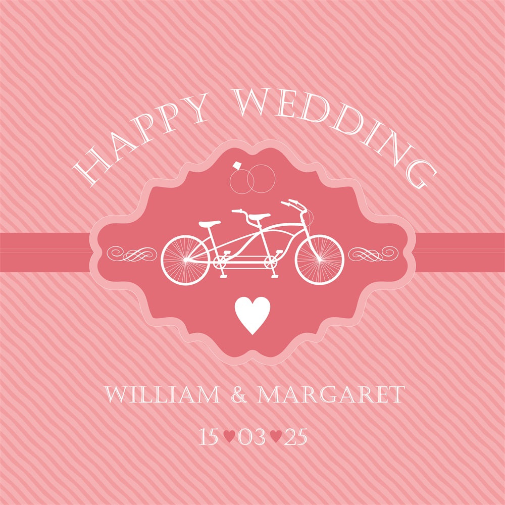 Personalisierte Hochzeit Fotohintergrund Rosa Tandem-Fahrrad Hintergrund BRP12-378