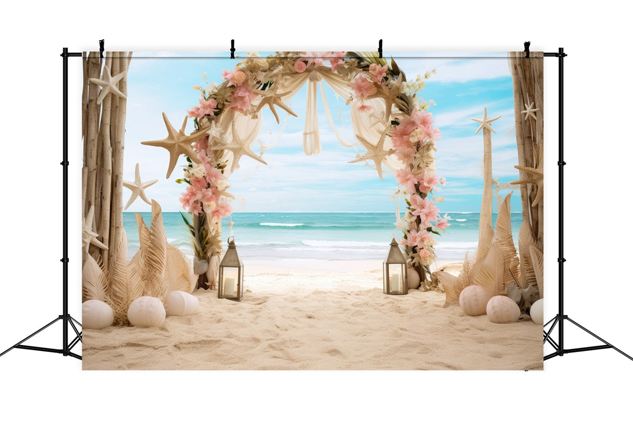 Hochzeit Fotografie Hintergrund Strand Seestern Floral Bogen Hintergrund BRP12-380