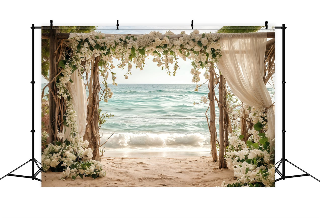 Hochzeit Backdrop Ideen Weiß Floral Strand Bogen Hintergrund BRP12-382