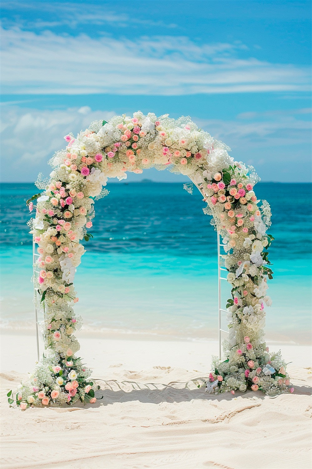 Outdoor-Hochzeit Fotohintergrund Strand Floral Bogen Hintergrund BRP12-388