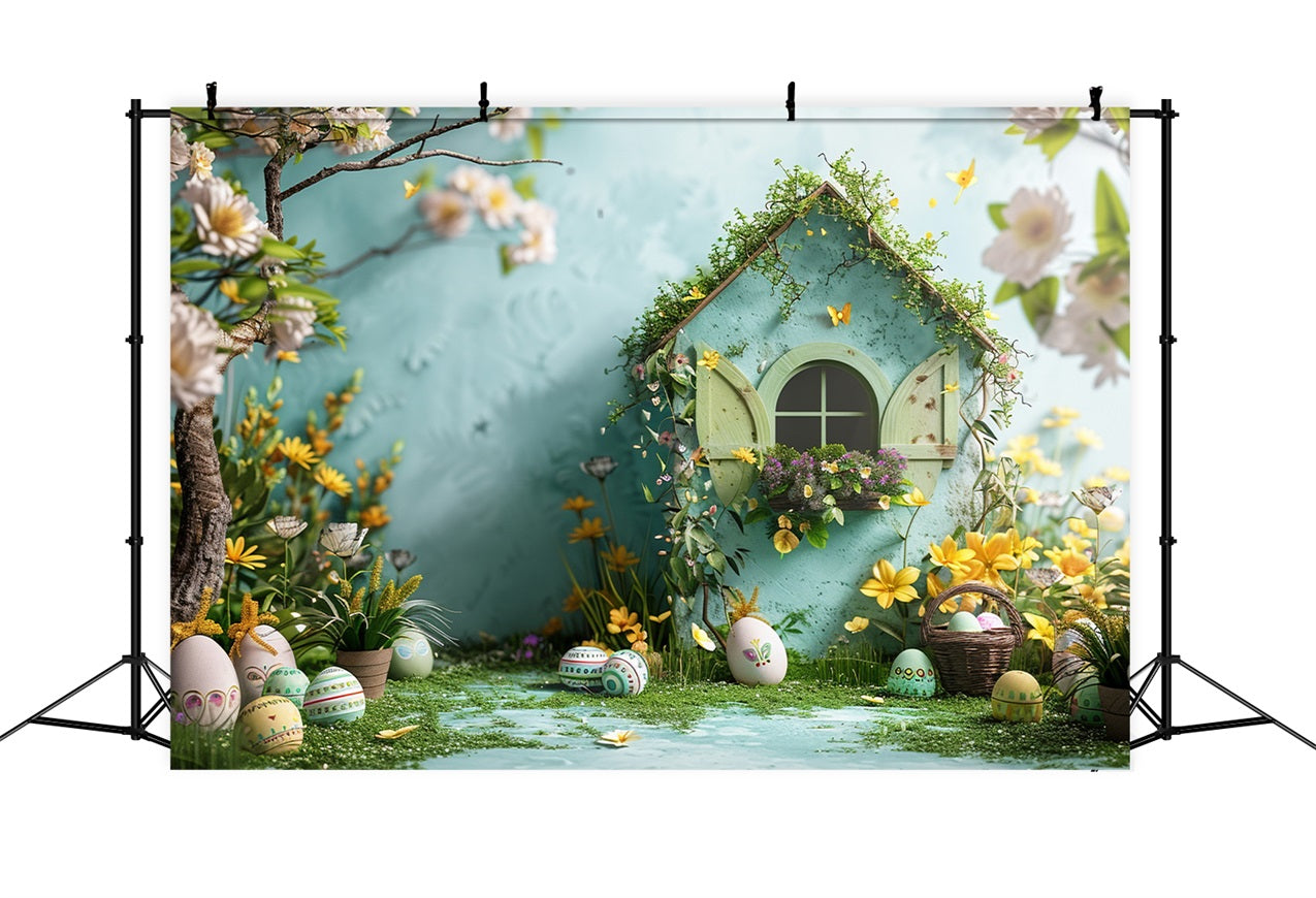 Ostern Fotohintergrund Garten Cottage Gelbe Blüten Hintergrund BRP12-399