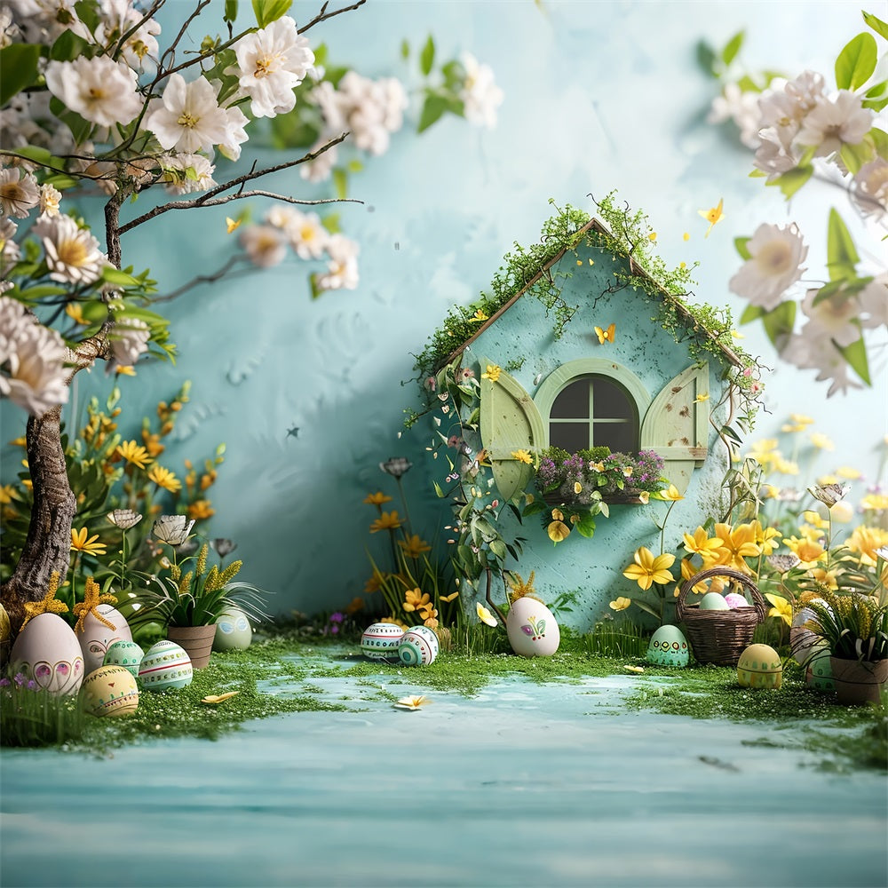 Ostern Fotohintergrund Garten Cottage Gelbe Blüten Hintergrund BRP12-399