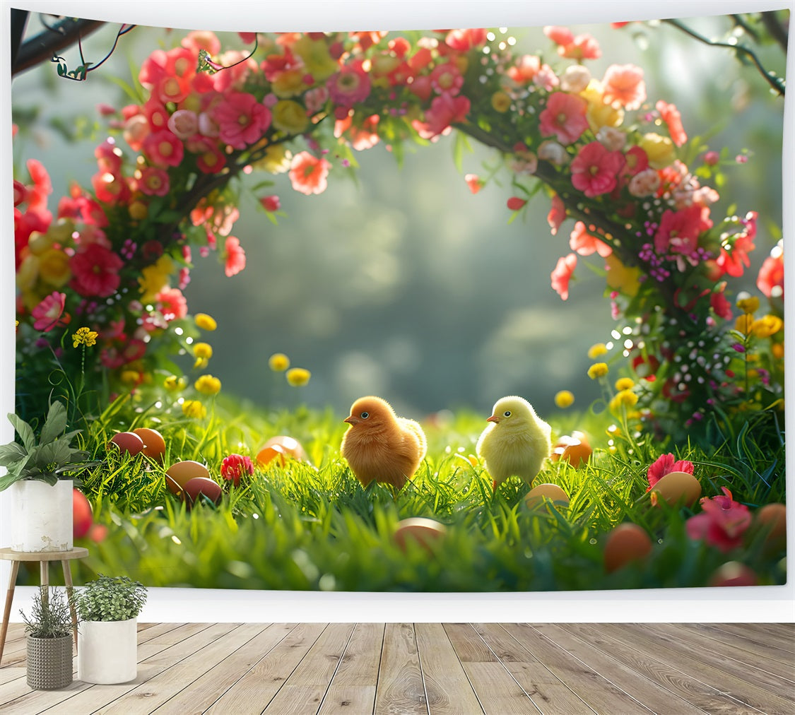 Fotografie Hintergrund Ostern Blume Bogen Adorable Chicks Hintergrund BRP12-407