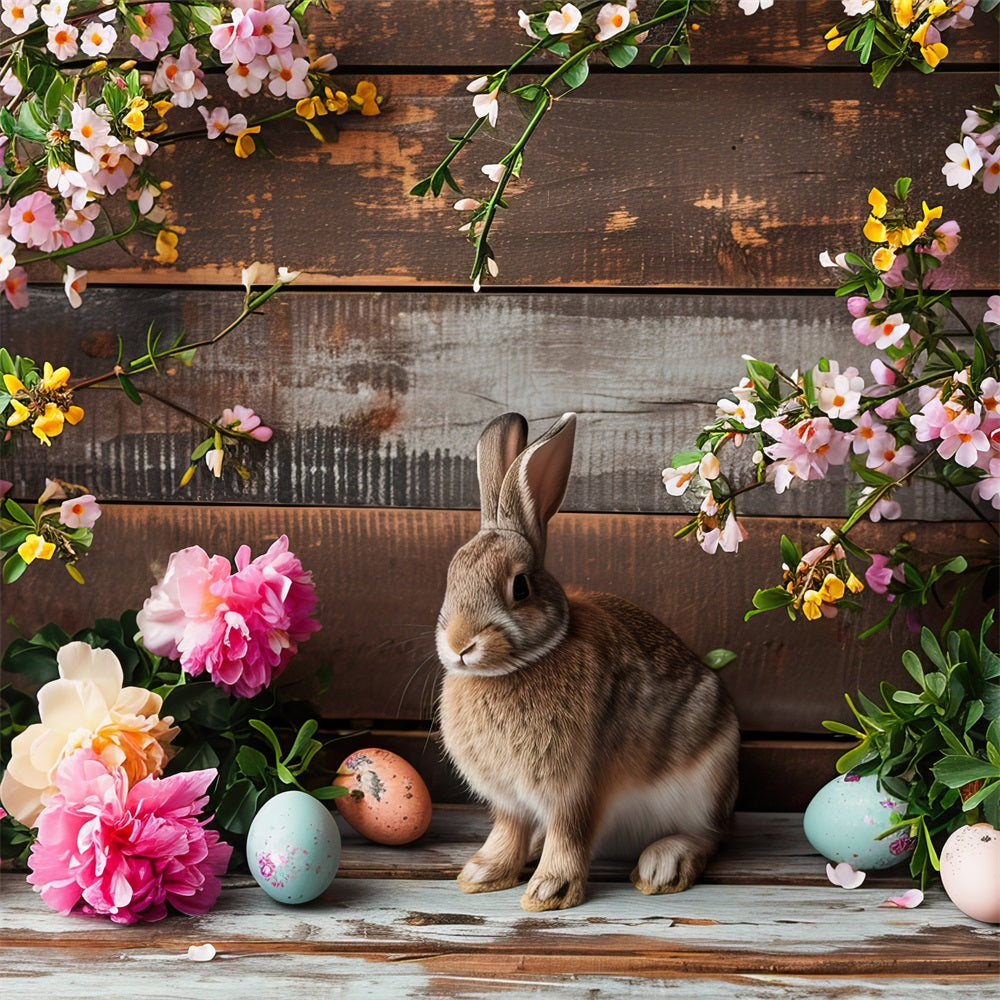 Ostern Hintergrund Pink Blooms Bunny Rustic Wooden Ostern Hintergrund BRP12-421