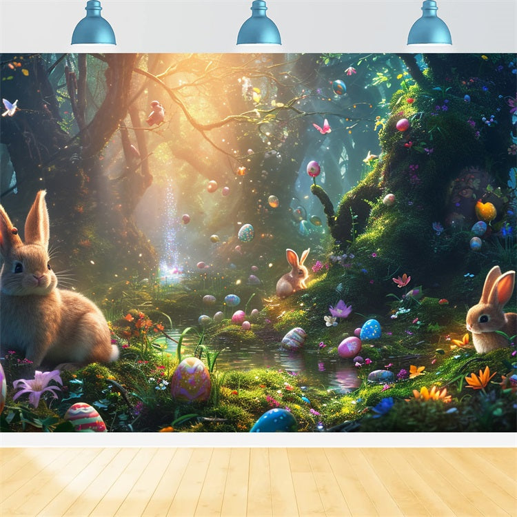 Ostern Fotohintergrund Bunny Egg Hunt Wald Hintergrund BRP12-422