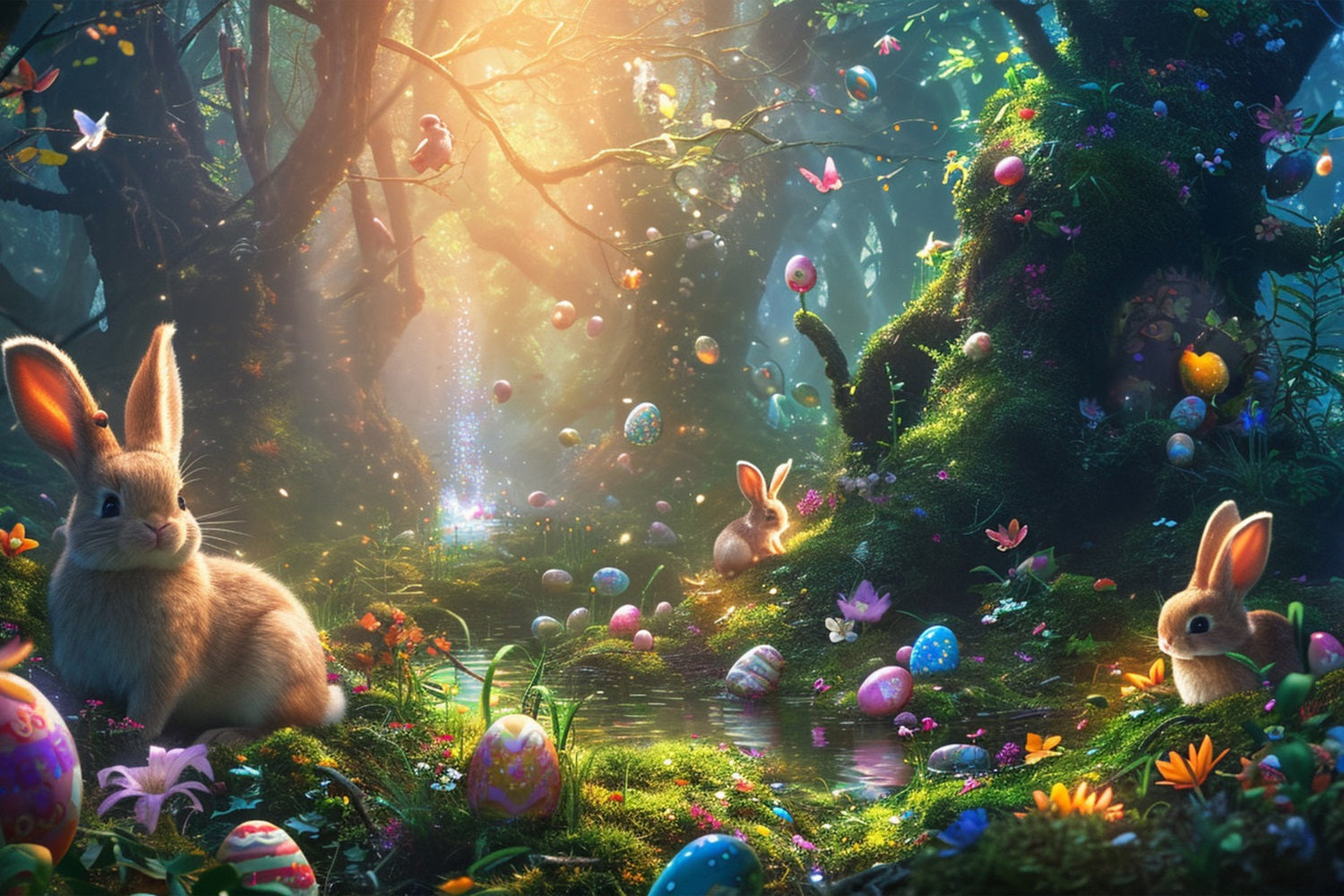 Ostern Fotohintergrund Bunny Egg Hunt Wald Hintergrund BRP12-422