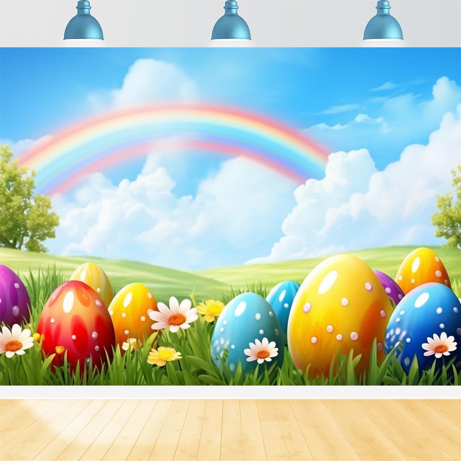 Ostern Hintergrund Fotografie Regenbogen Wiese Eier Ostern Hintergrund BRP12-426