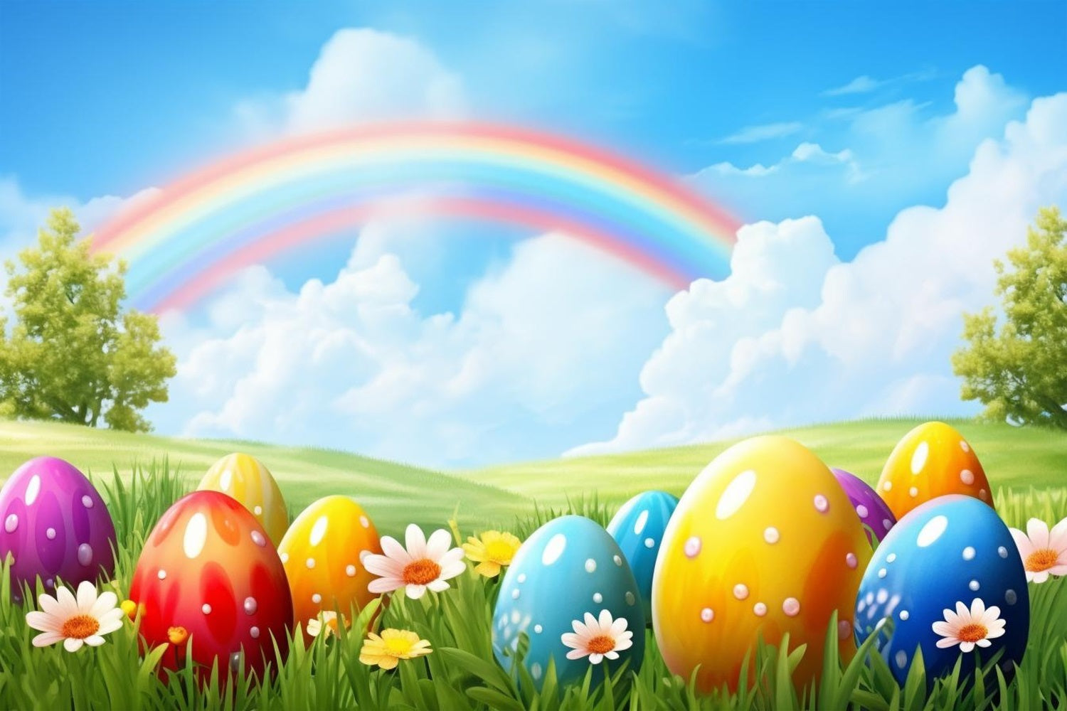 Ostern Hintergrund Fotografie Regenbogen Wiese Eier Ostern Hintergrund BRP12-426