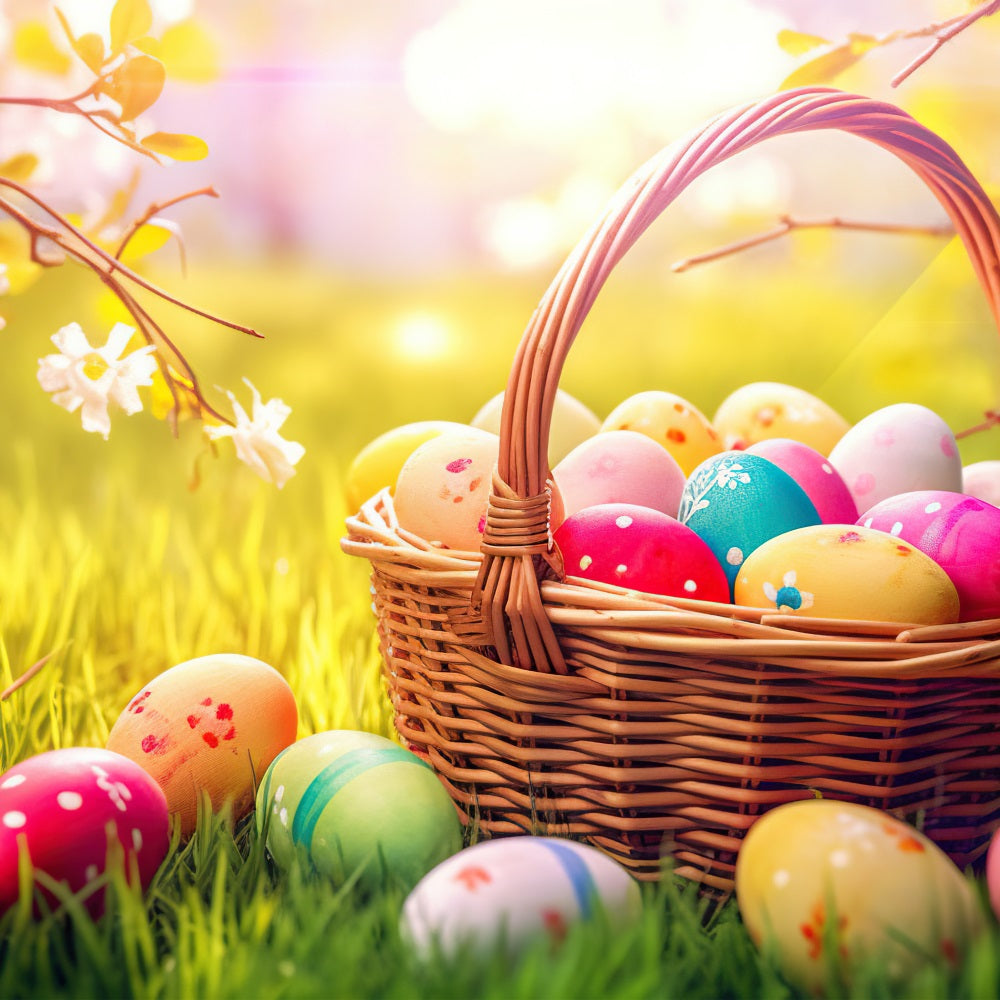 Osterei-Hintergrund Frühling Korb Eier Natur Fotografie Hintergrund BRP12-431