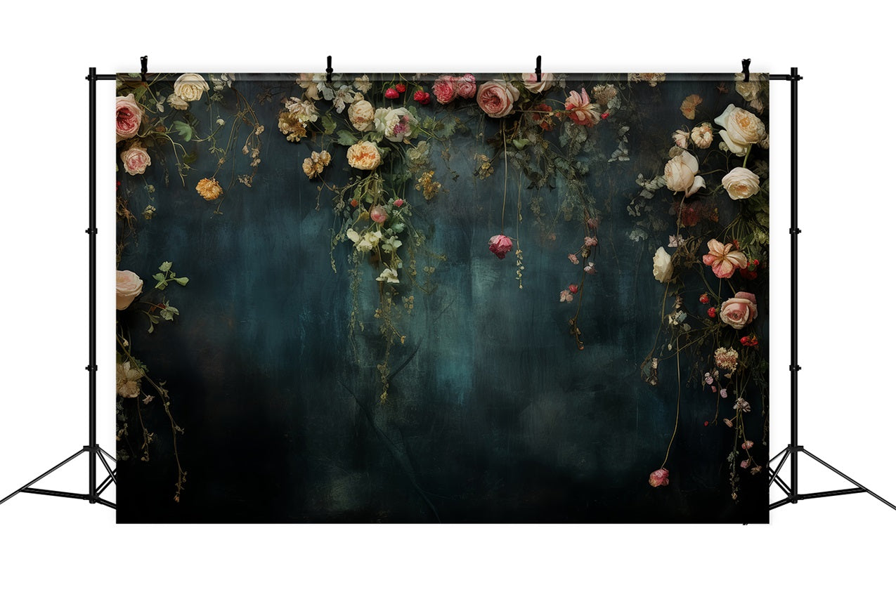 Maternity Shoot Backdrop Rose Vintage Blau Wall Backdrop BRP12-44