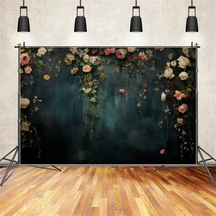 Maternity Shoot Backdrop Rose Vintage Blau Wall Backdrop BRP12-44