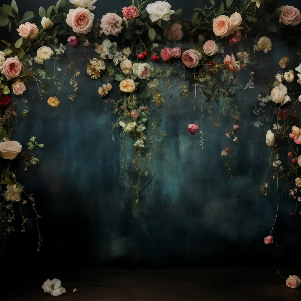 Maternity Shoot Backdrop Rose Vintage Blau Wall Backdrop BRP12-44