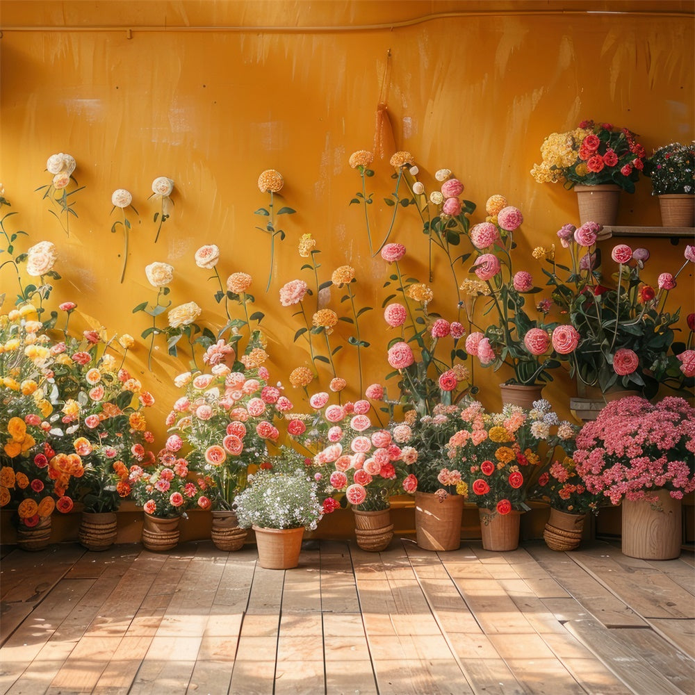 Fotografie Backdrops Frühling Helle Blumen Gelbe Wand Backdrop BRP12-468