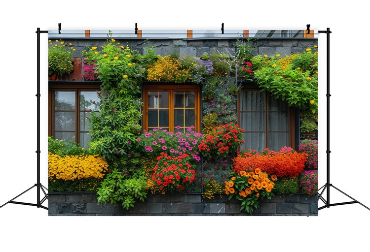 Frühling Backdrop Bunte Blumen Wand Gemütliches Landhaus Backdrop BRP12-469