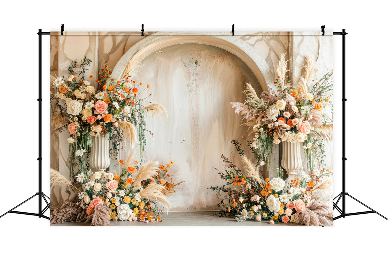 Frühlingshintergrund Fotografie Beige Torbogen Eleganter Blumenhintergrund BRP12-485