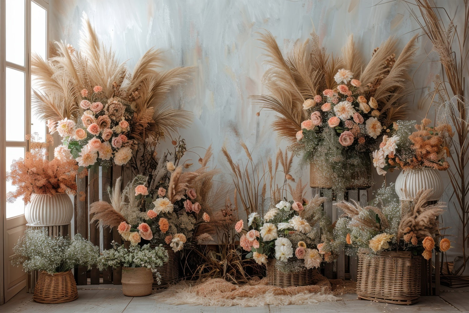 Frühling Fotografie Hintergrund Rustikale Böhmische Blumen Hintergrund BRP12-492