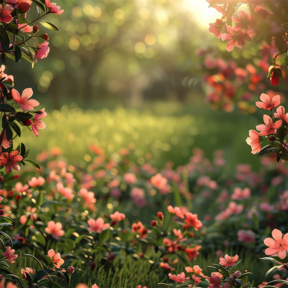 Frühlingsblumen Hintergrund Rosa Blüten Sonniges Gras Hintergrund BRP12-516