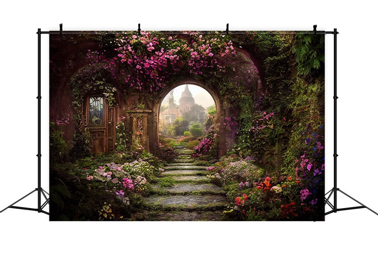 Blumen-Hintergrund Mystischer Blumenbogen Garten-Szene Hintergrund BRP12-533
