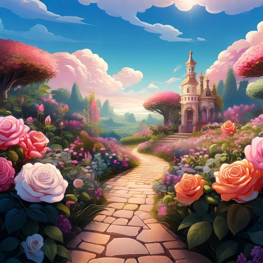 Floral Backdrop Fotografie Märchen Garten Schloss Hintergrund BRP12-541