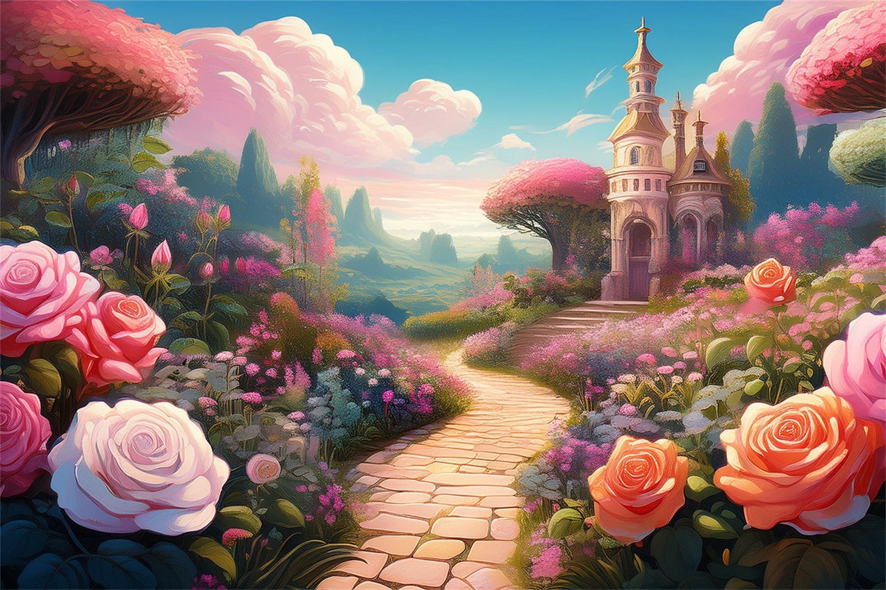 Floral Backdrop Fotografie Märchen Garten Schloss Hintergrund BRP12-541