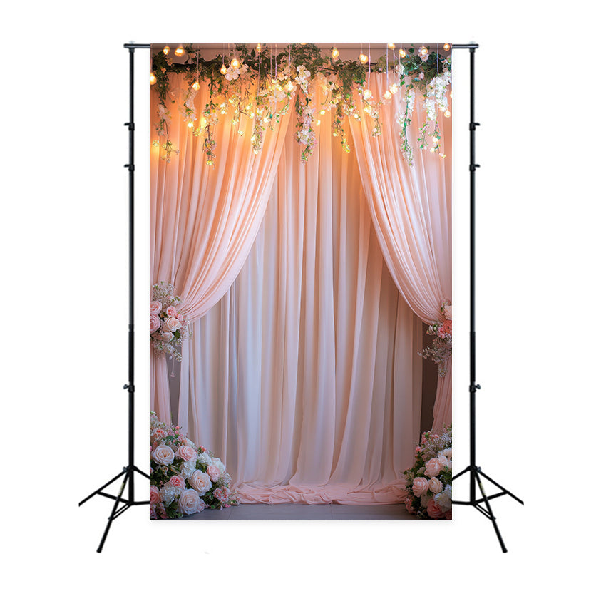 Backdrop Vorhänge mit Blumen Elegant Pfirsich Dekor Hintergrund BRP12-551