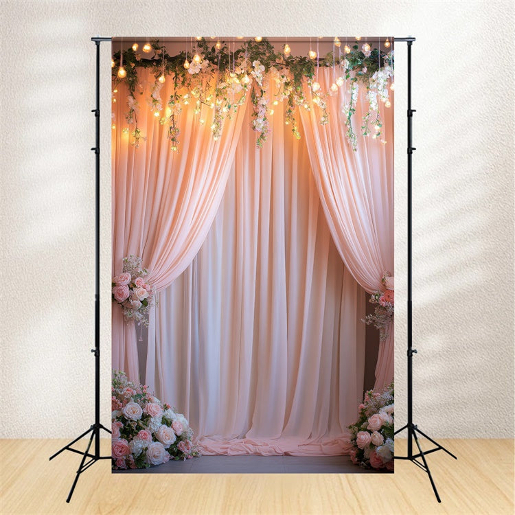 Backdrop Vorhänge mit Blumen Elegant Pfirsich Dekor Hintergrund BRP12-551