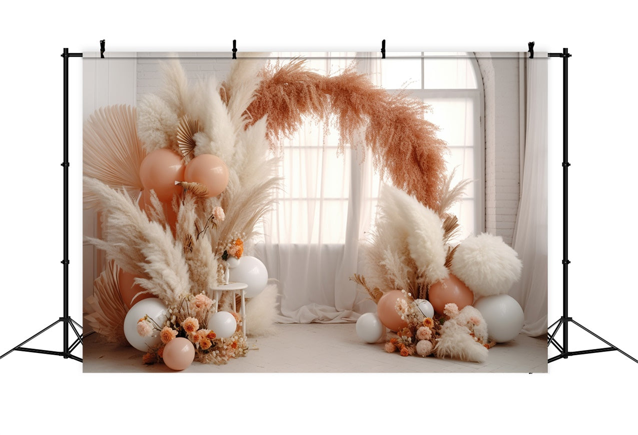 Blume Fotokulisse Boho Pampas Ballon Bogen Kulisse BRP12-554