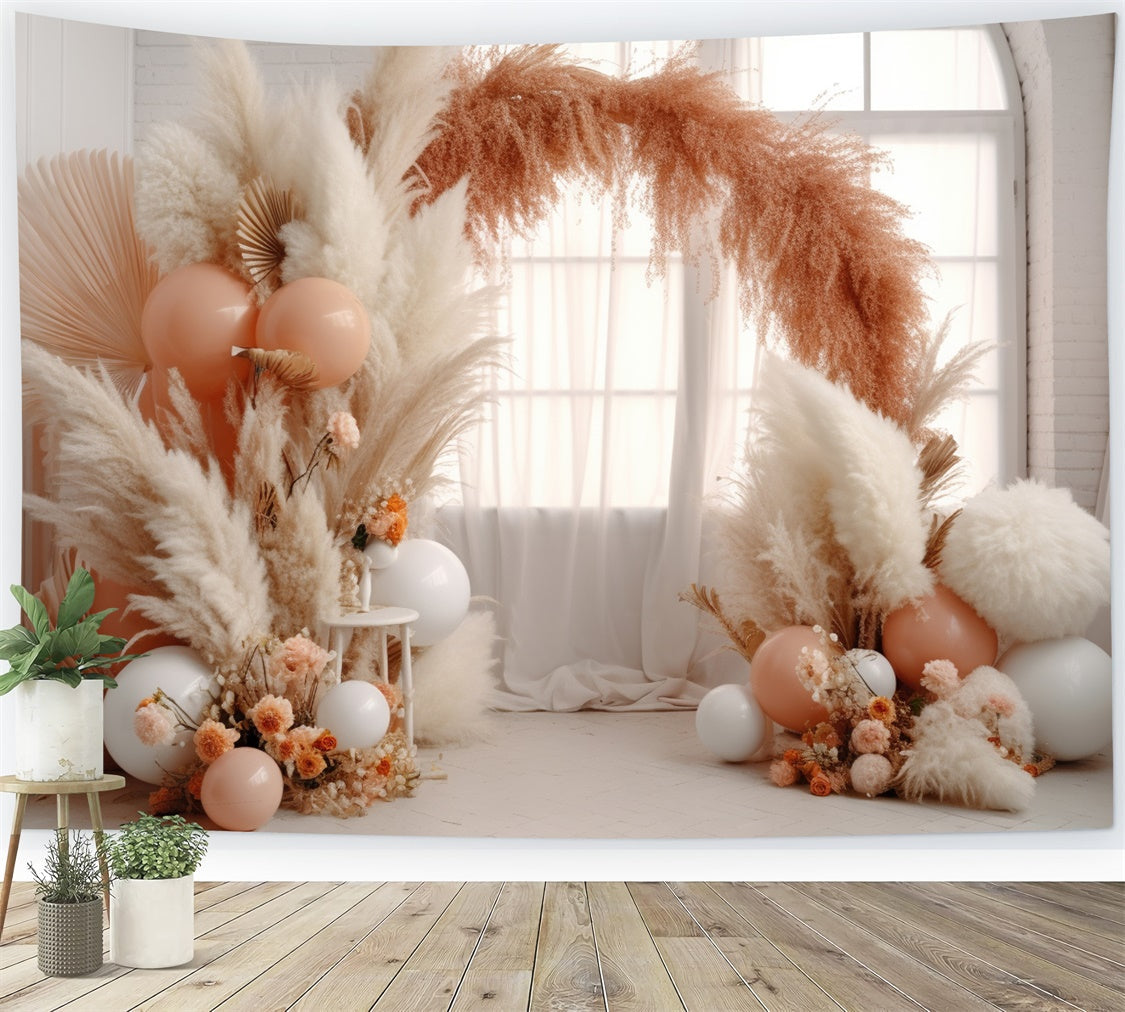 Blume Fotokulisse Boho Pampas Ballon Bogen Kulisse BRP12-554