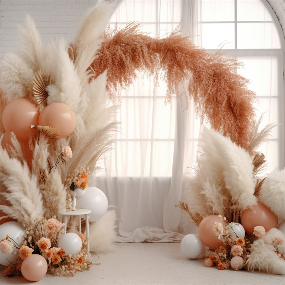 Blume Fotokulisse Boho Pampas Ballon Bogen Kulisse BRP12-554