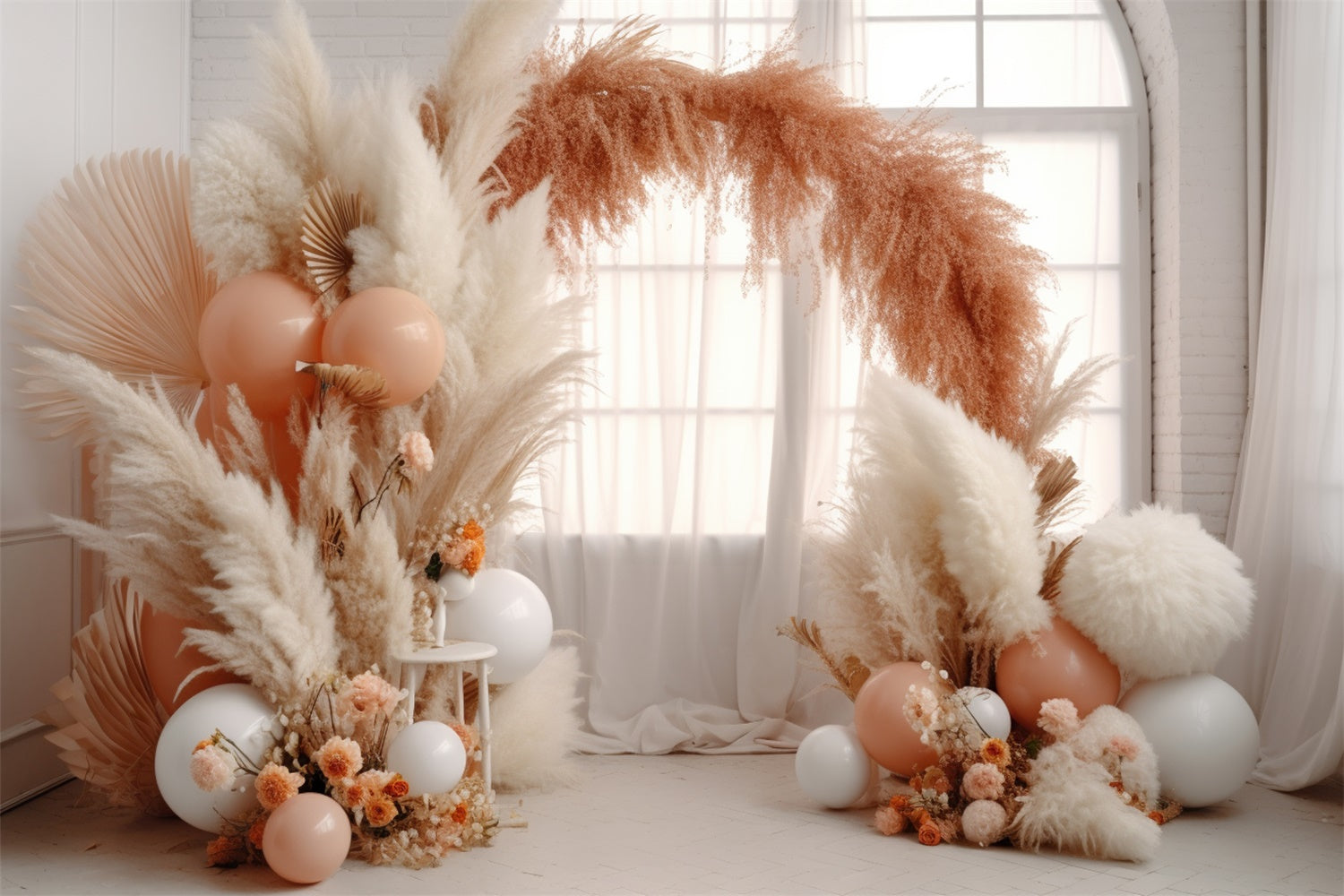 Blume Fotokulisse Boho Pampas Ballon Bogen Kulisse BRP12-554