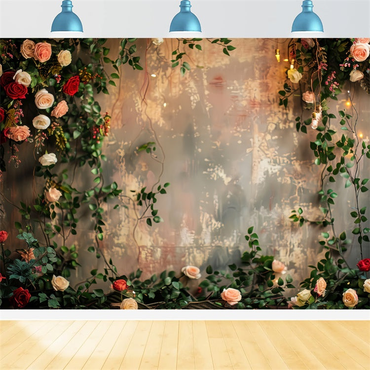 Blume Wand Fotokulisse Romantische Rose Rebe Hintergrund BRP12-563