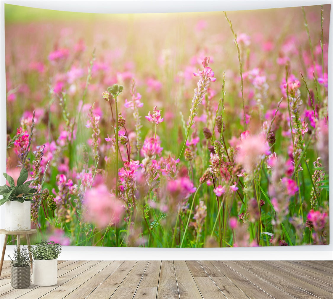 Fotohintergrund Floral Romantisch Rosa Blüte Wiese Hintergrund BRP12-569