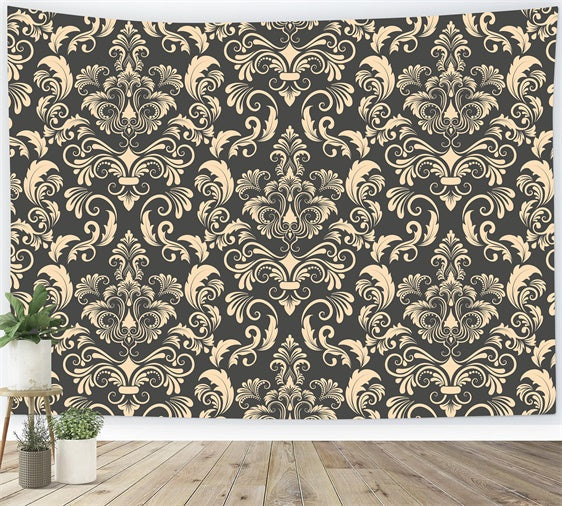 Damast Fotohintergrund Elegant Beige Floral Verziert Backdrop BRP12-612