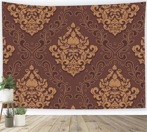 Damast Fotohintergrund Braun Ornamental Floral Backdrop BRP12-620