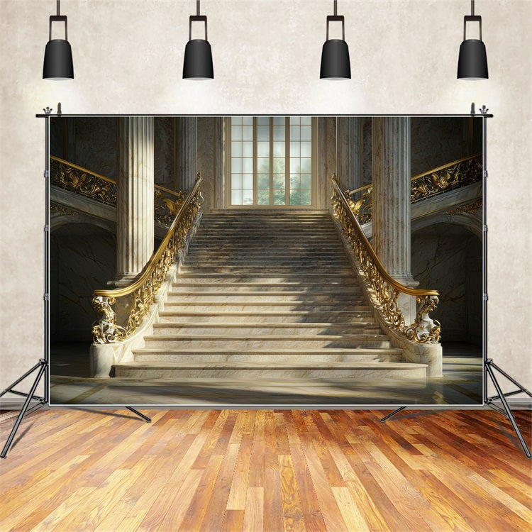 Architektur Backdrop Königliche Goldene Treppe Marmor Backdrop BRP12-631