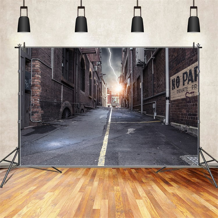 Architektur Backdrop Gewitter Vintage Backstein Allee Backdrop BRP12-662