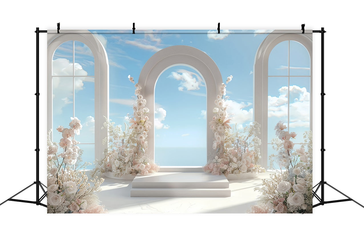 Architektur Backdrop Blumenbogen Himmelblau Backdrop BRP12-675