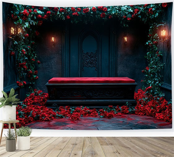 Sarg Backdrop Kerzenbeleuchteter Sarg Rose Gothic Arch Backdrop BRP12-690