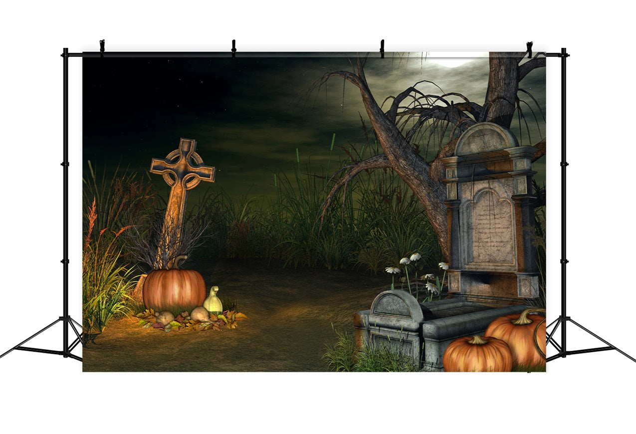 Sarg Backdrop Halloween Friedhof Creepy Pumpkins Backdrop BRP12-691